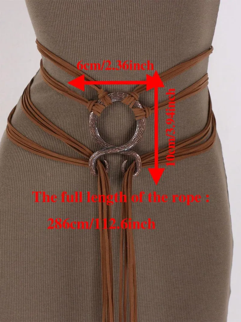 Medieval Viking Braided Leather Belt Set, with Ring Buckle & Tassel Decorations, Halloween Cosplay Costume Accessories for Men Women