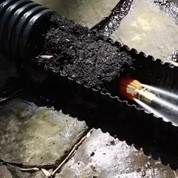 Animated cutaway demonstration of water flushing pipe build-up